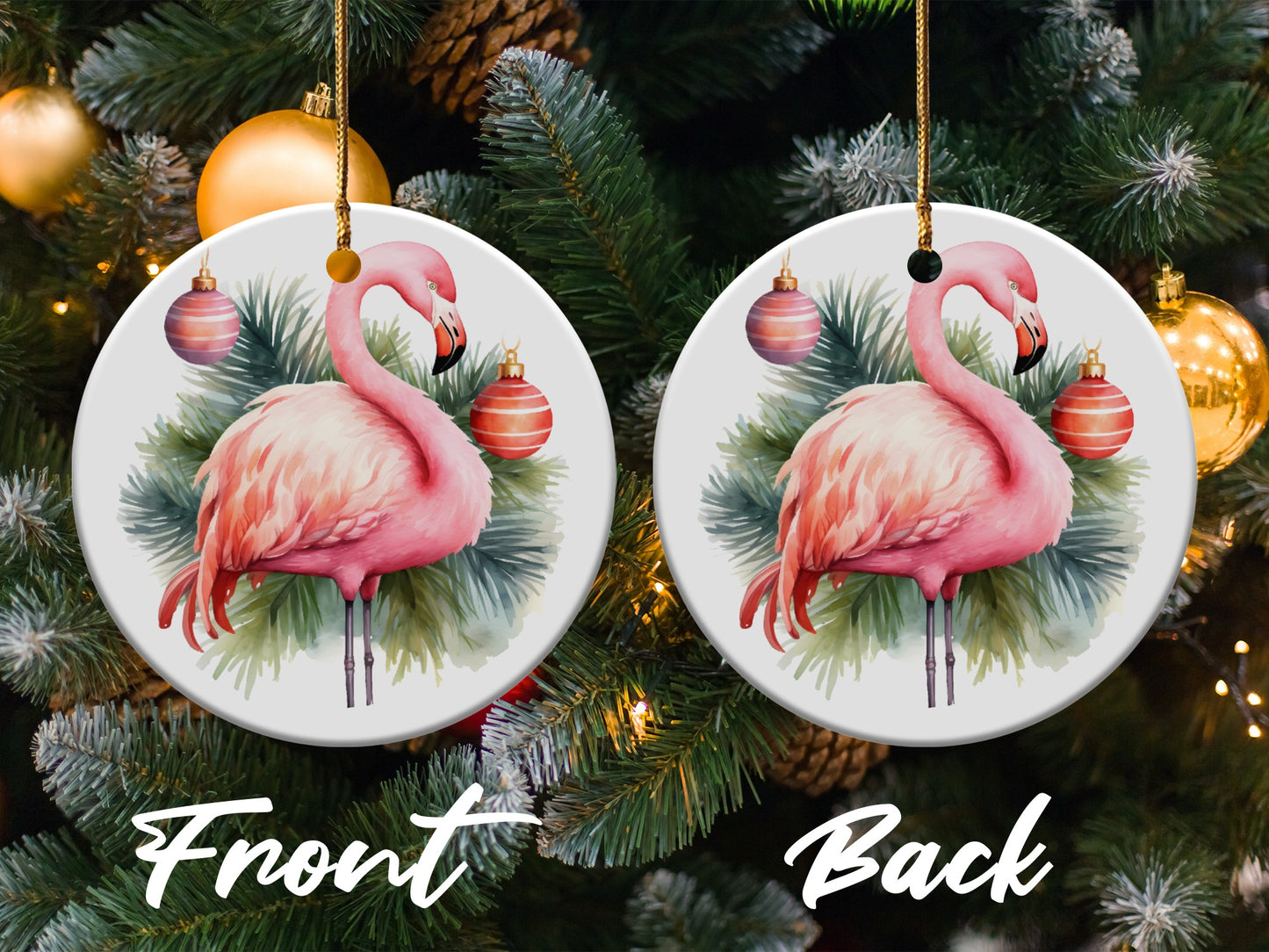 Pink Flamingo Christmas Tree Ornament product type