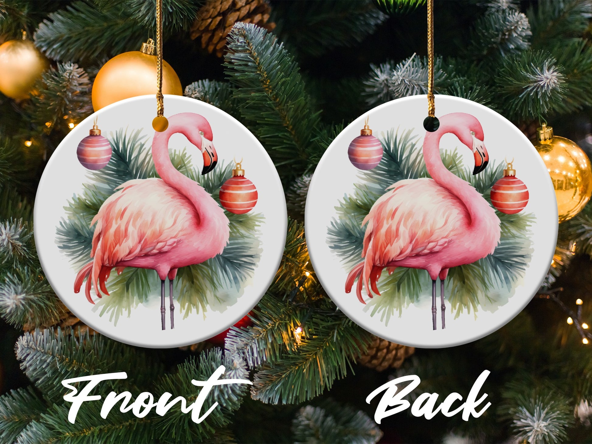 Pink Flamingo Christmas Tree Ornament product type