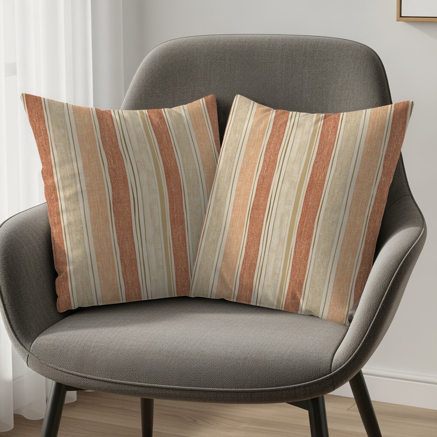 Stylish Earth Toned Vertical Striped Decorative Pillow