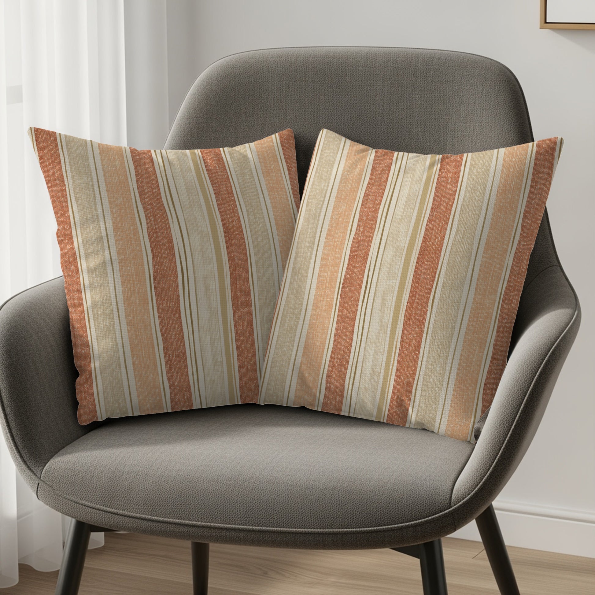 Stylish Earth Toned Vertical Striped Decorative Pillow