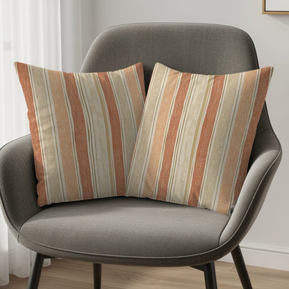 Stylish Earth Toned Vertical Striped Decorative Pillow