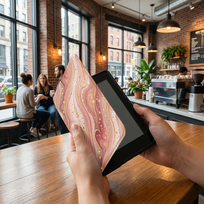 Elegant Gold and Pink Swirl Design Kindle Cover