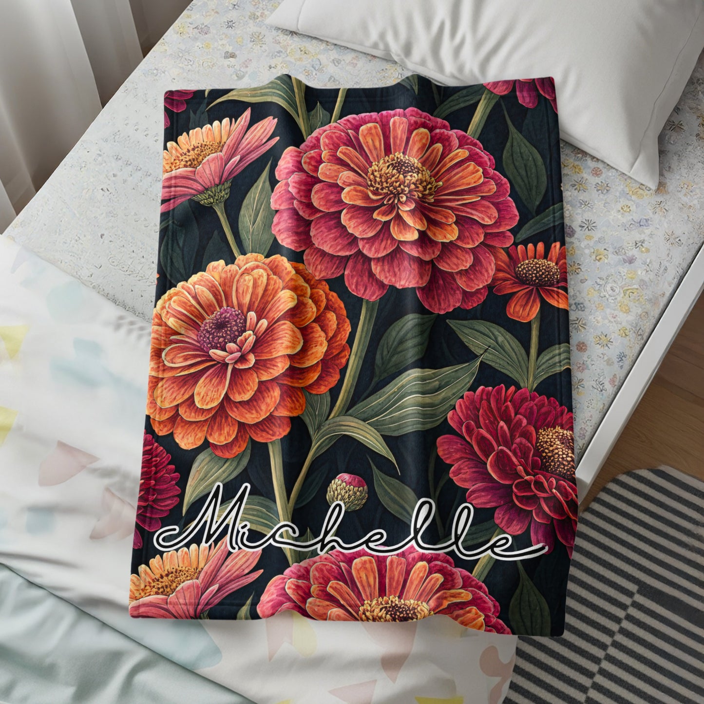 Vivid Floral Arrangement Custom Name Design Special Blankets - Walk Greener