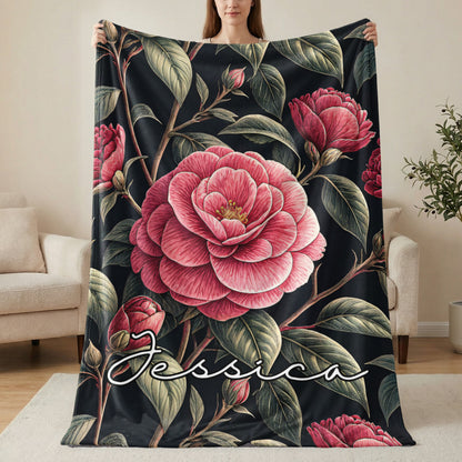 Personalized Jessica Floral Pattern Blanket