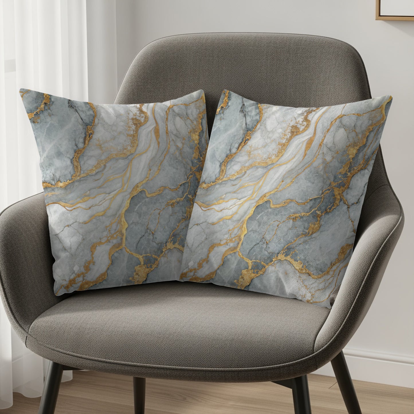 Marble and Gold Vein Print Decorative Pillow product