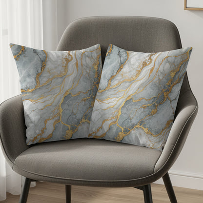 Marble and Gold Vein Print Decorative Pillow product