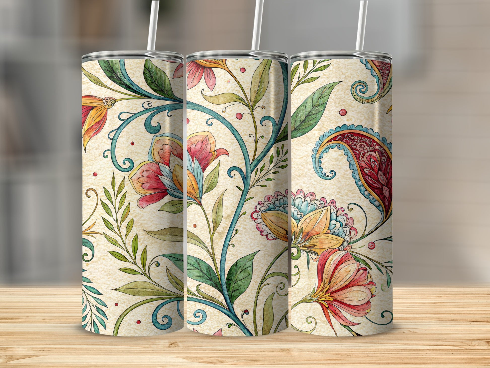 Colorful Floral and Paisley Art Nouveau Inspired Design - Walk Greener