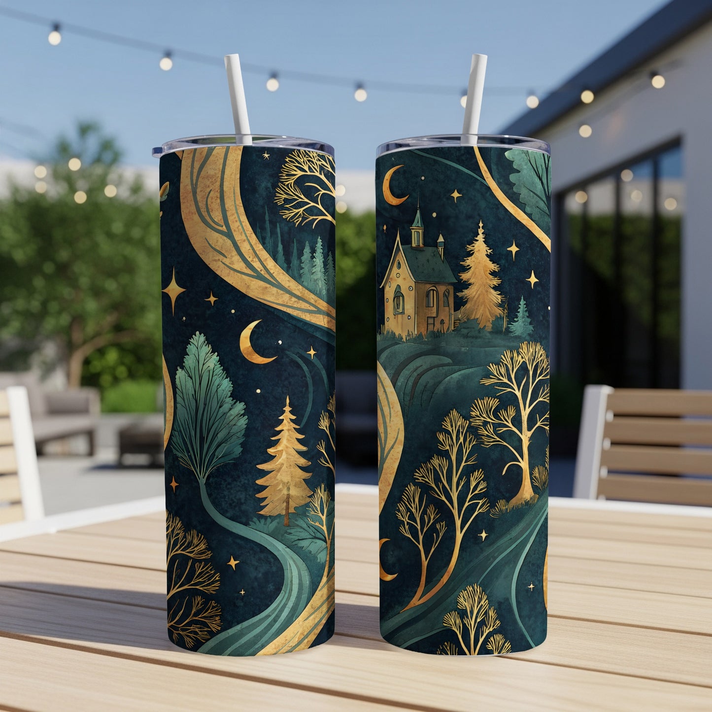 Enchanting Forest Night Scene Insulated Tumbler