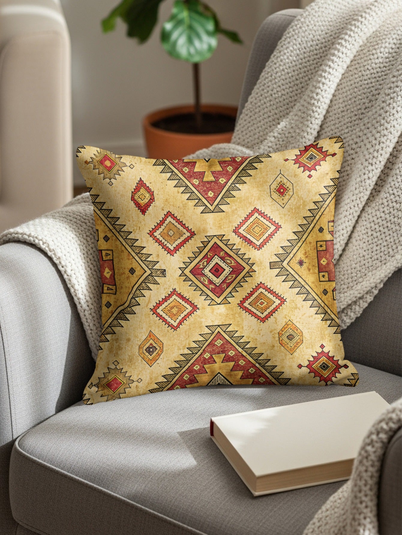 Southwestern Geometric Pattern Throw Pillow Cover