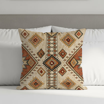 Rustic Diamond Pattern Beige And Brown Print Pillows & Pillow Cases - Walk Greener