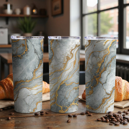 Elegant Marble Pattern Tall Insulated Tumbler Cup