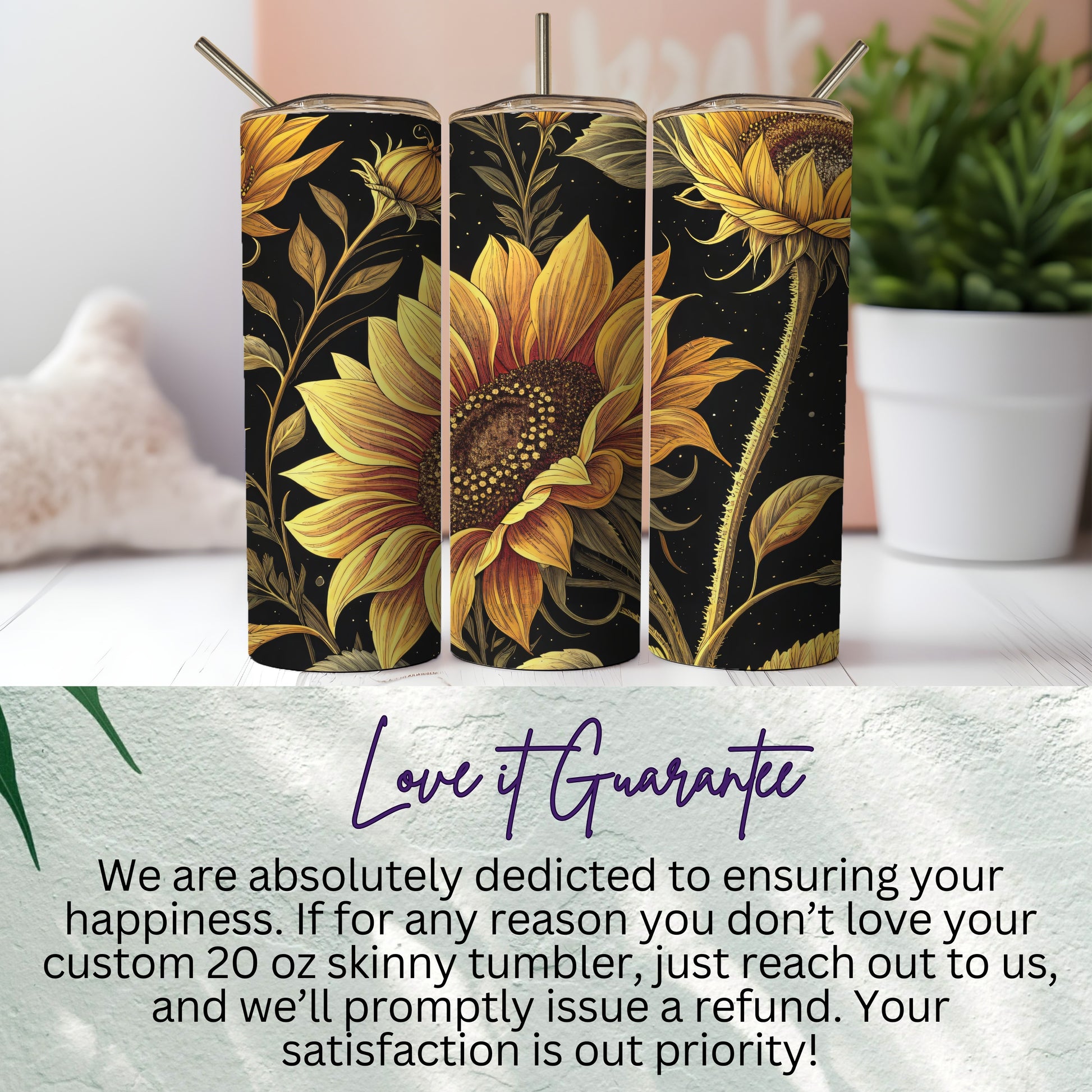 Beautiful Sunflower Design 20 Oz Skinny Tumbler Product