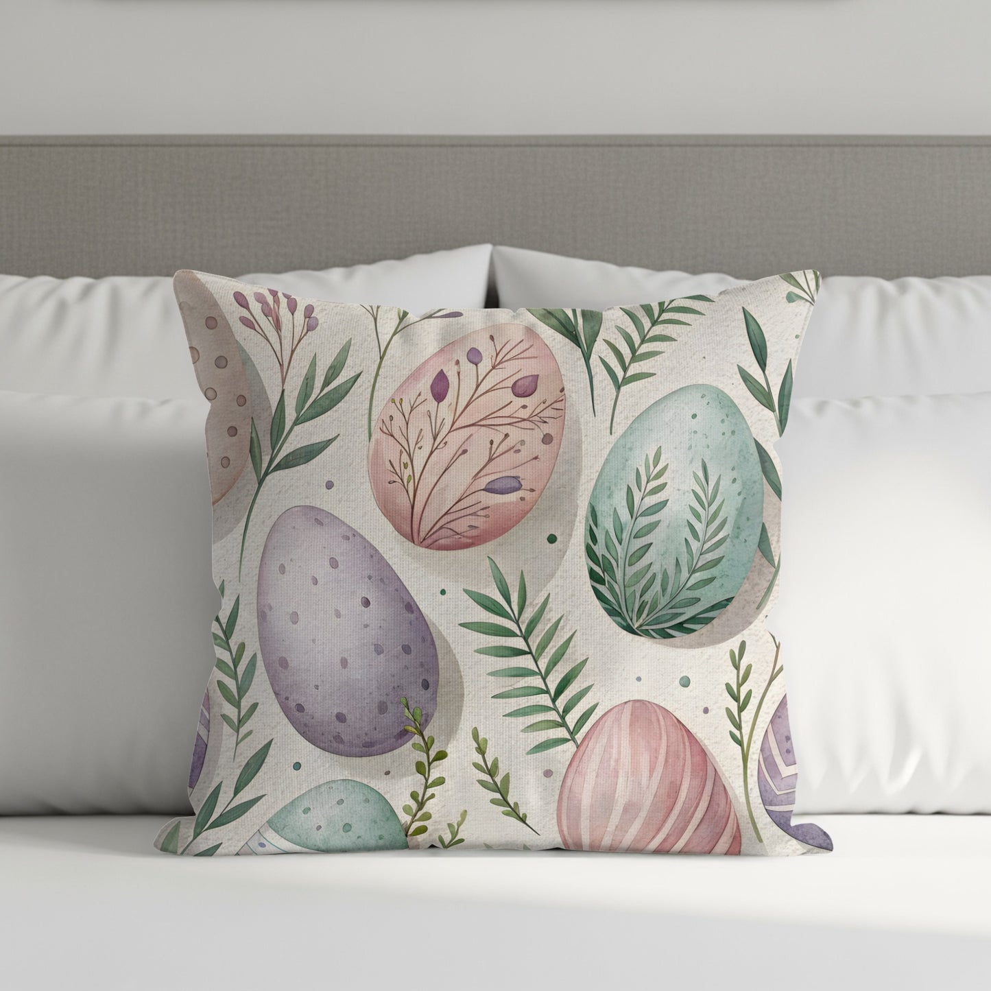 Decorative Pillow with Pastel Easter Egg Design Pillow
