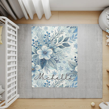 Personalized Floral Theme Rug for Nursery or Kids Room