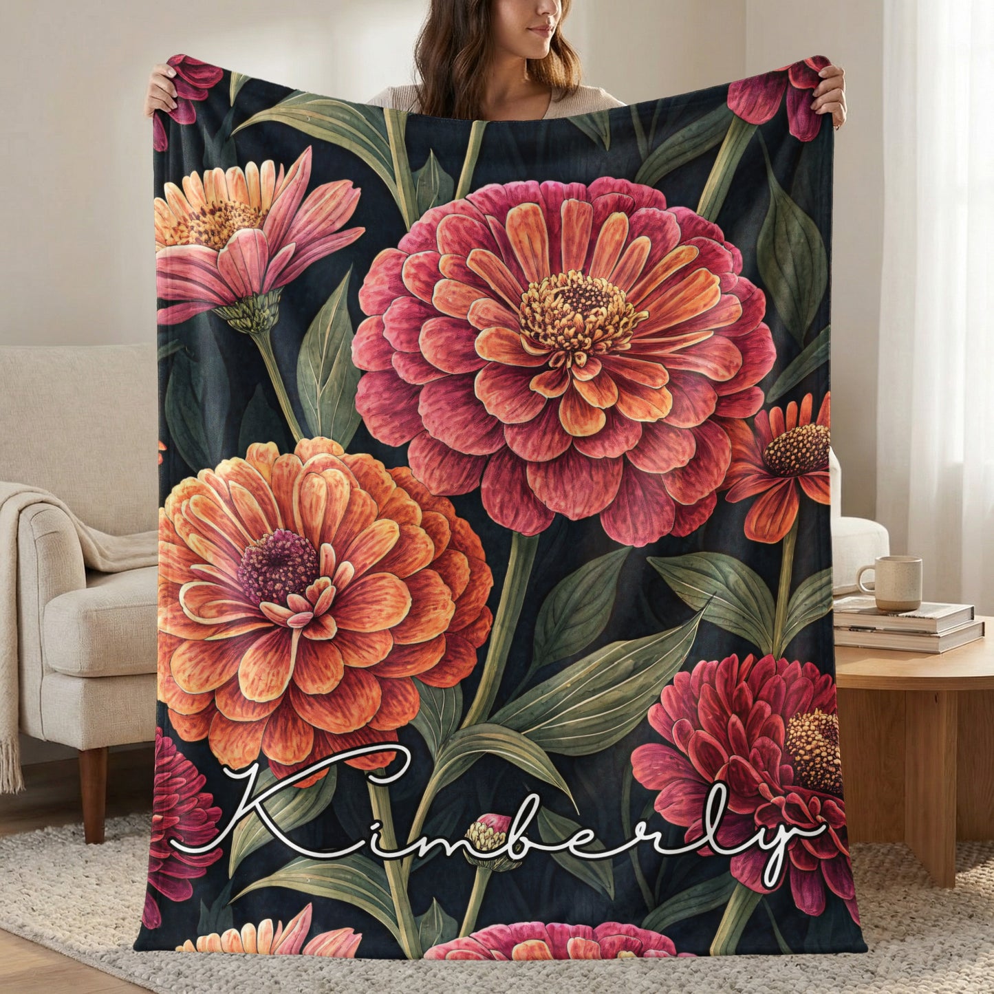 Vivid Floral Arrangement Custom Name Design Special Blankets - Walk Greener
