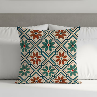 Geometric Floral Pattern Decorative Pillow Cover