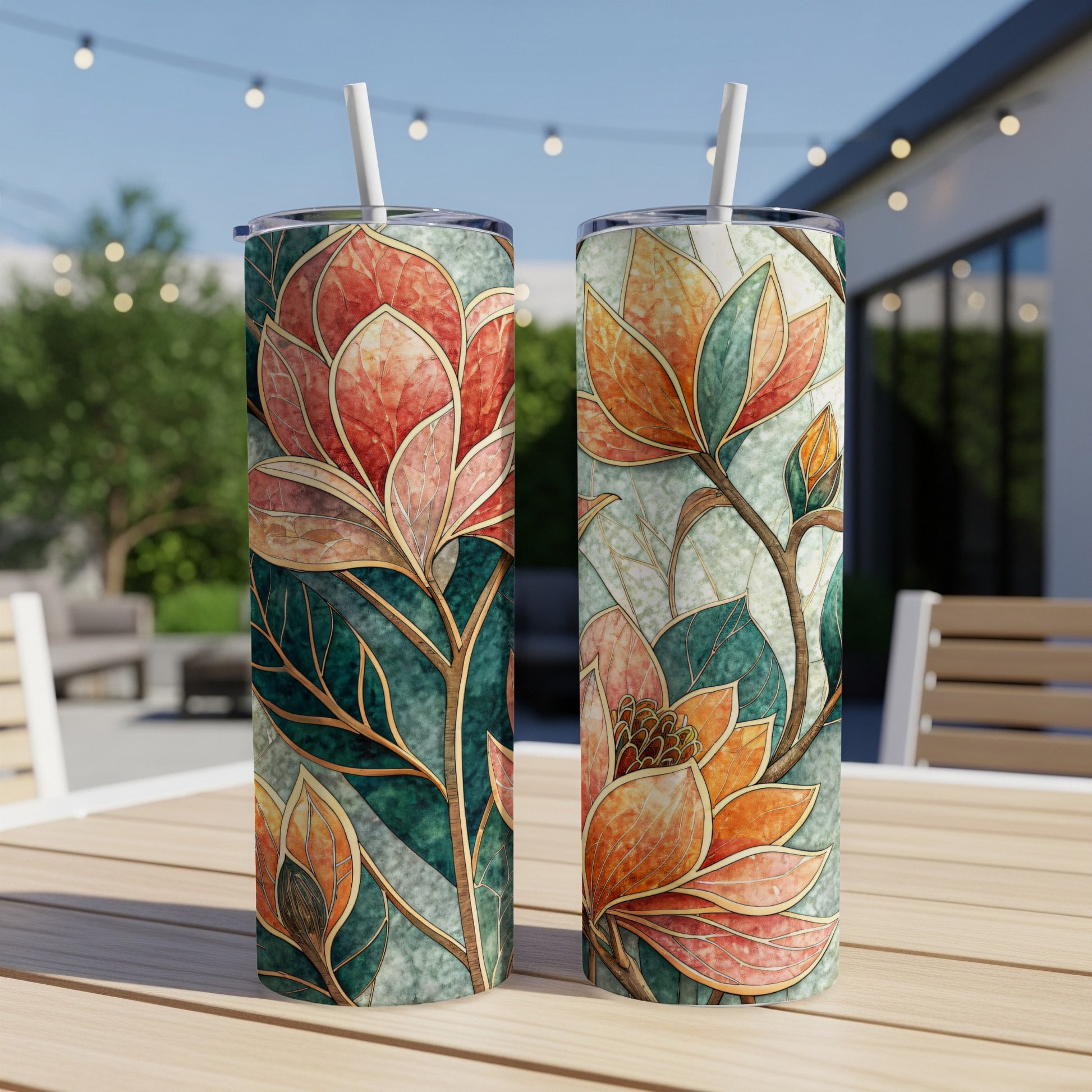 Elegant Floral Dream Design Perfect Art Nouveau Style 20 oz Skinny Tumbler - Walk Greener