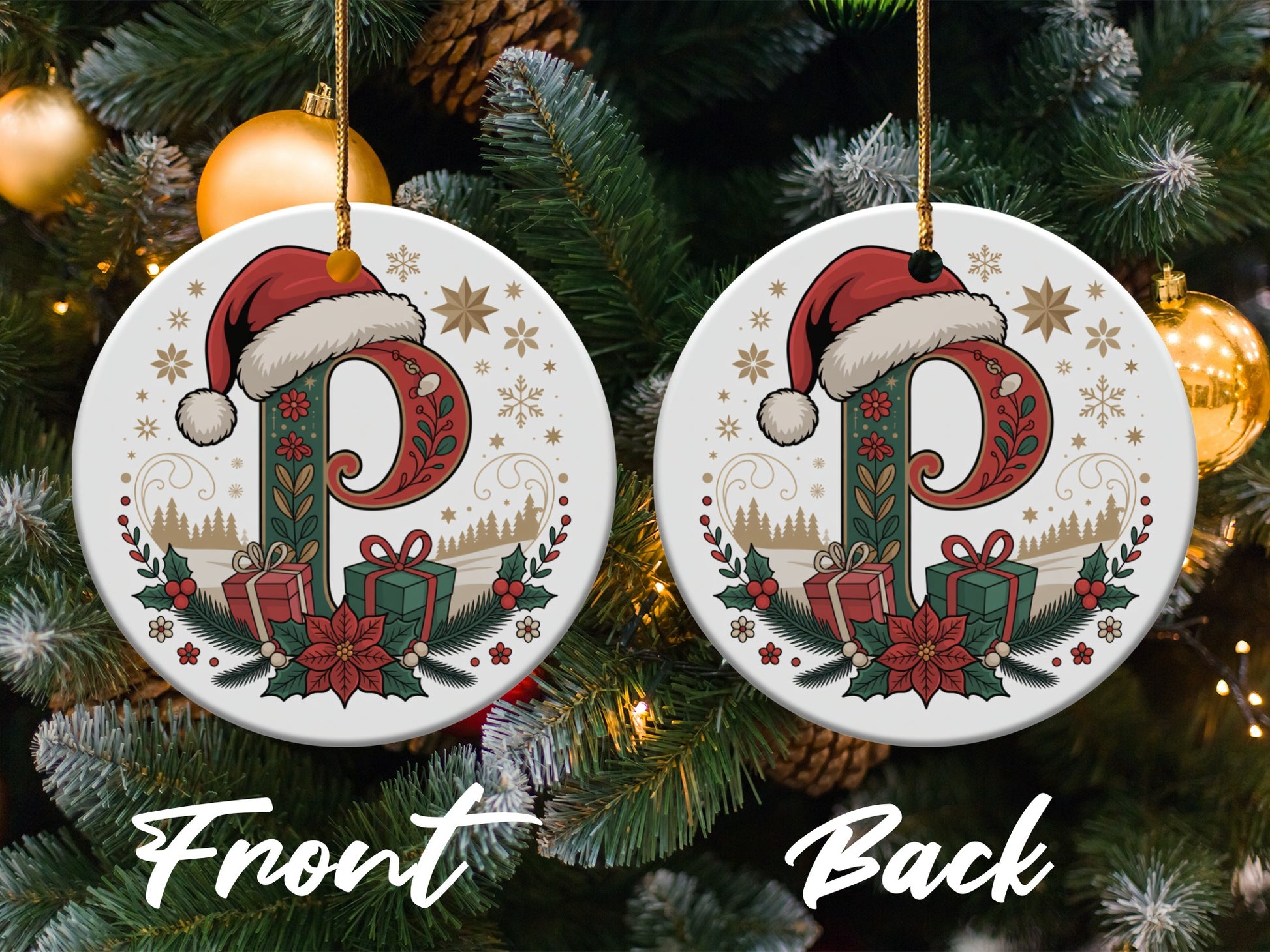 Festive Ornament with Christmas Santa and Gifts product type
