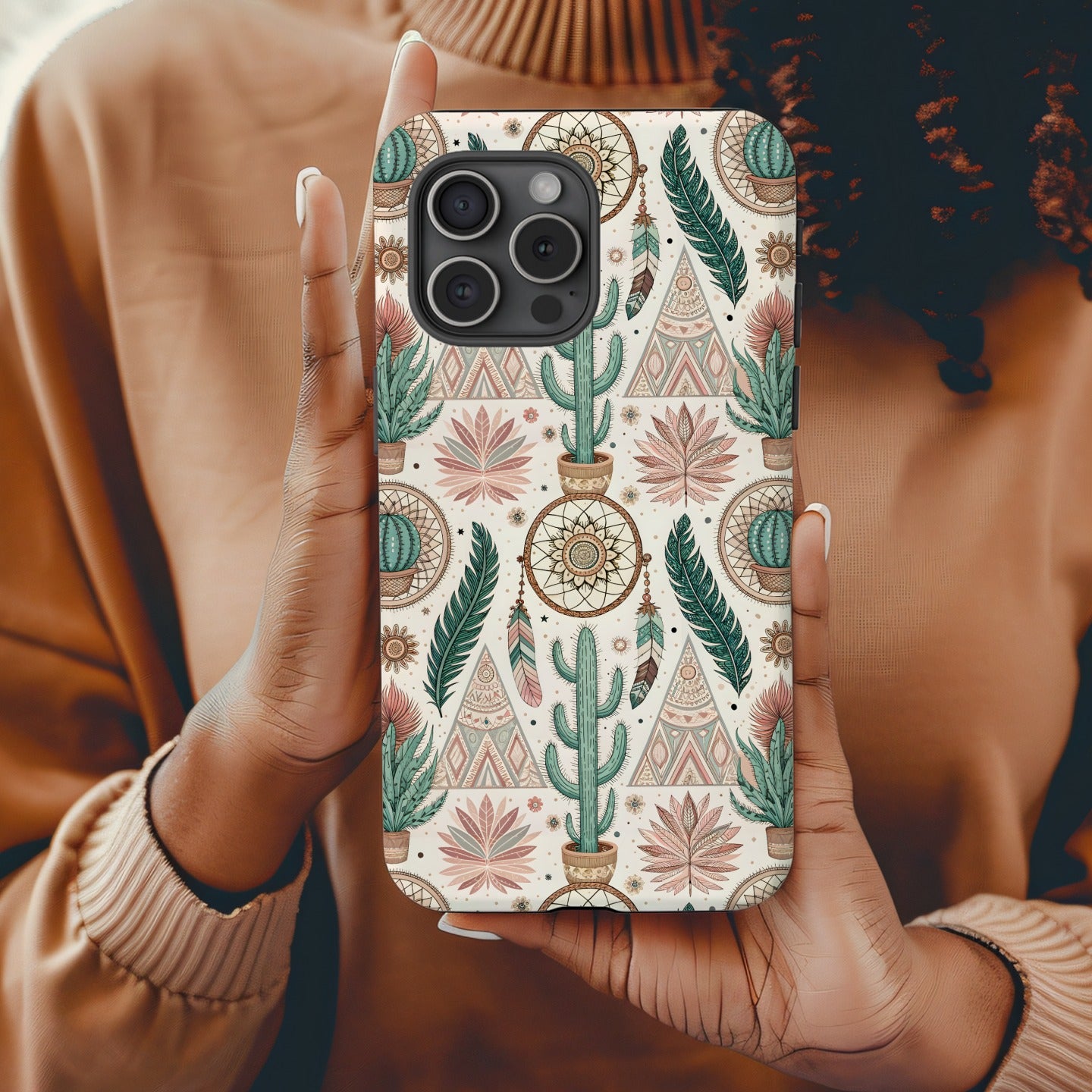 Boho Artistic Cactus and Dreamcatcher Phone Case