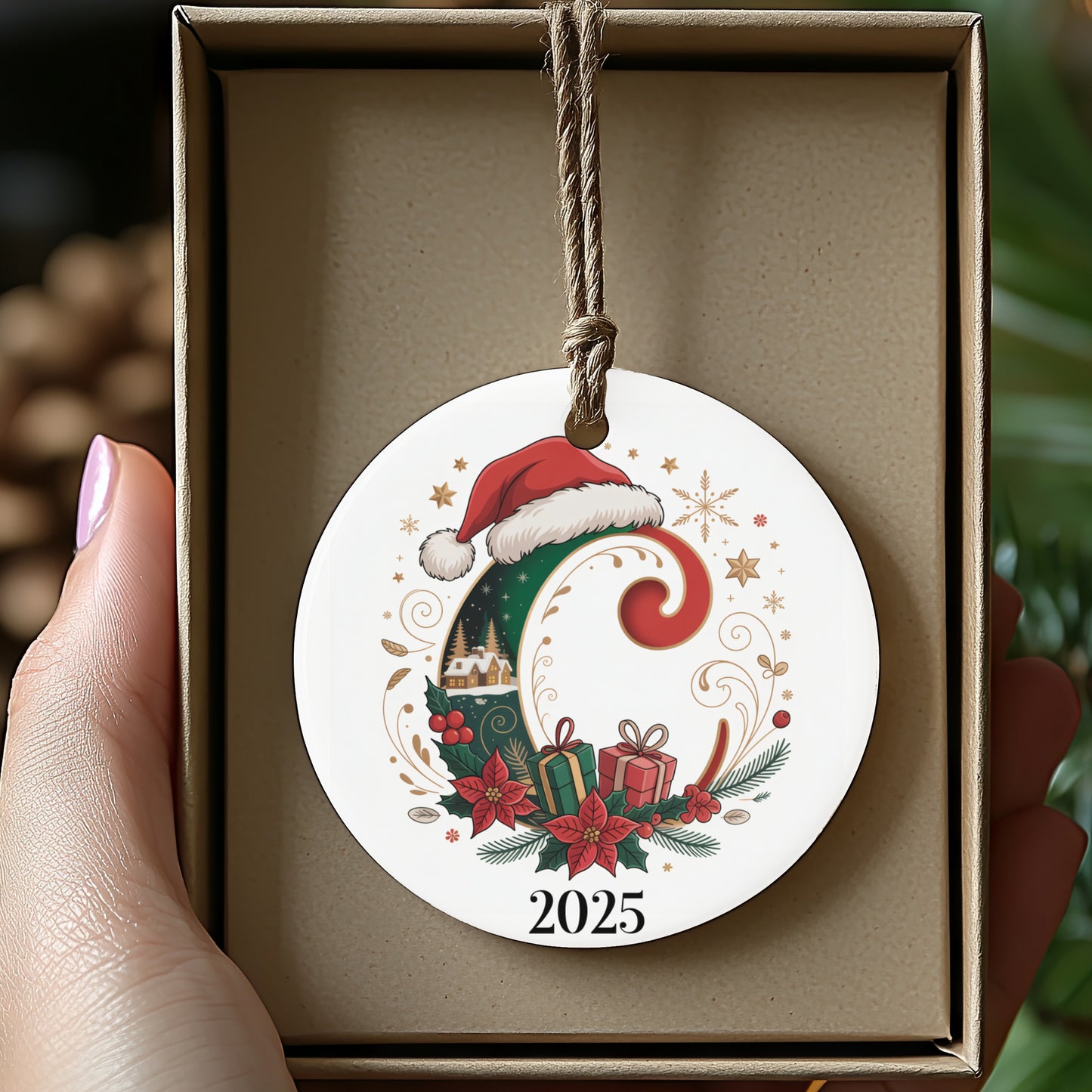 Personalized 2025 Santa Hat Christmas Ornament product