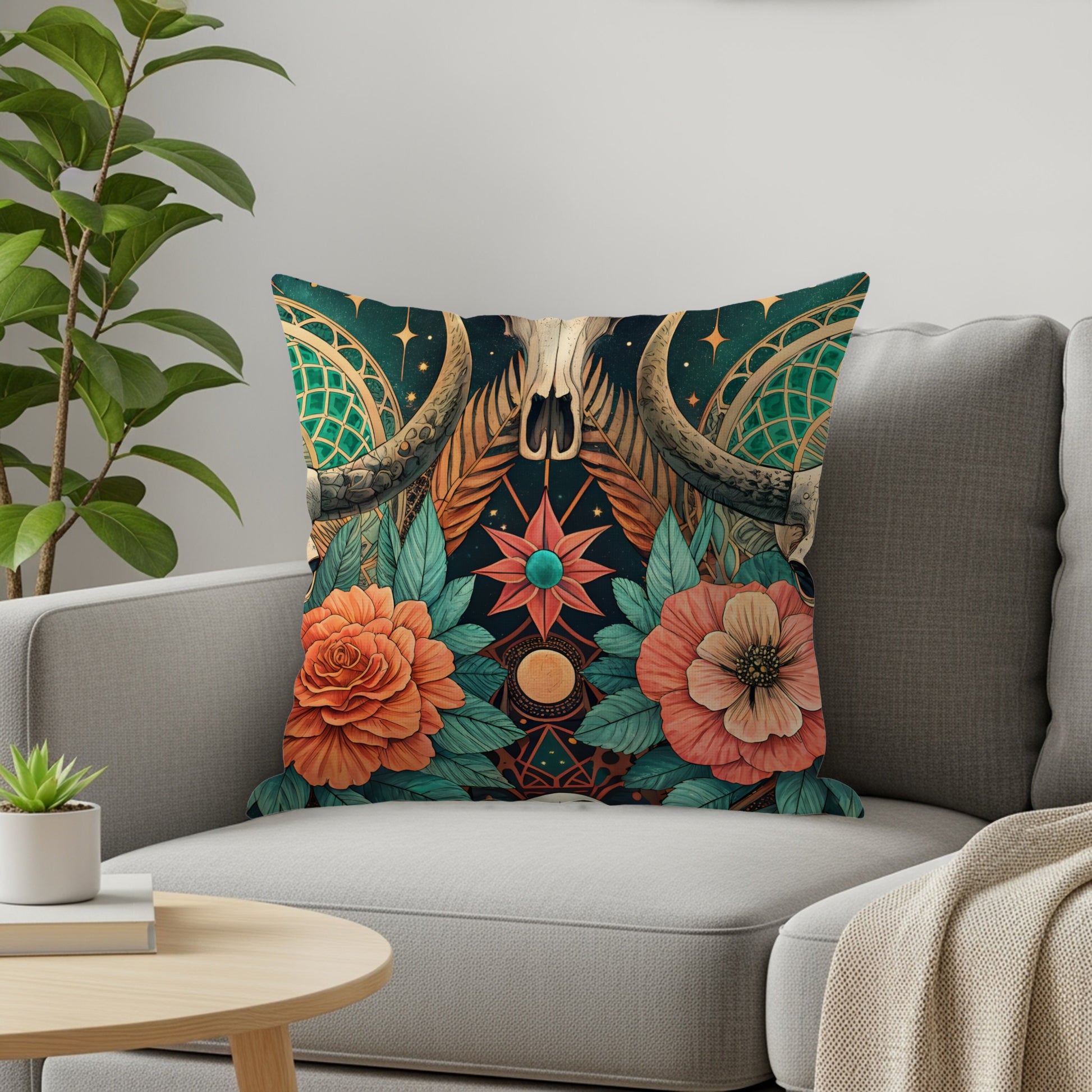 Decorative Floral Skulls Patterned Texture Design Pillows & Pillow Cases - Walk Greener