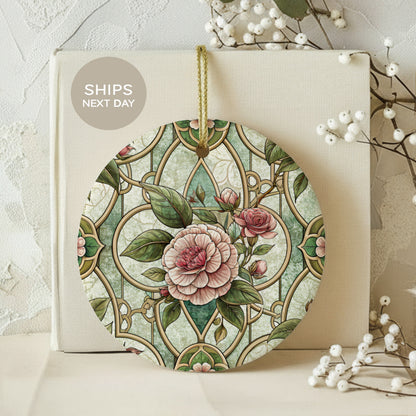 Floral Stained Glass Hanging Ornament Home Decor
