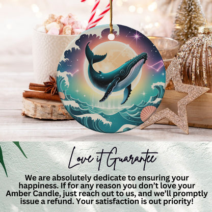 Whale and Moon Christmas Ornament product