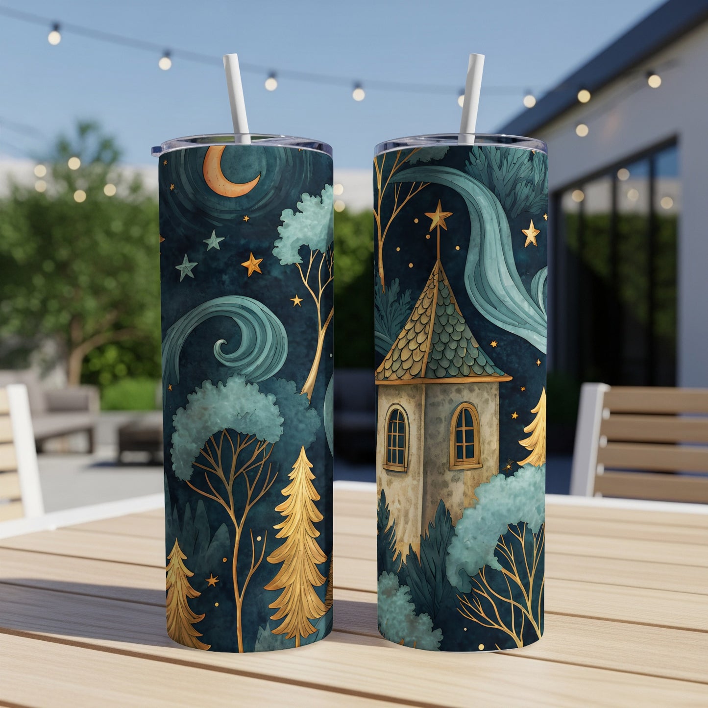 Enchanting Night Sky and Tower Insulated Tumbler Set