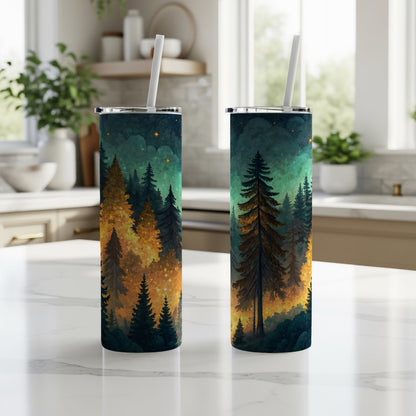 Forest Night Sky Themed Insulated Tumbler Drinkware