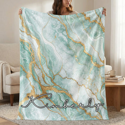 Elegant Marble Design Custom Name Blanket Beautiful Gift - Walk Greener
