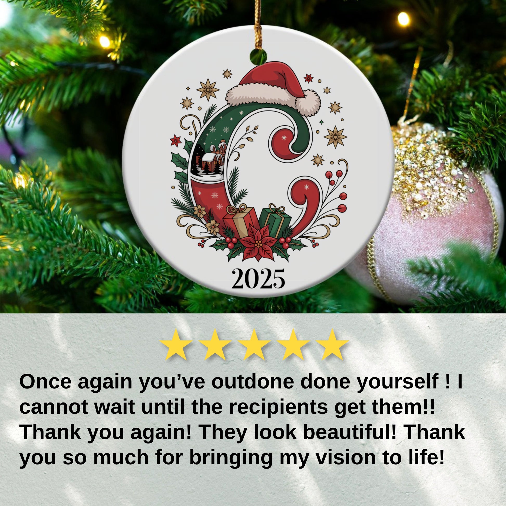 Festive Christmas Ornament with Santa Hat product