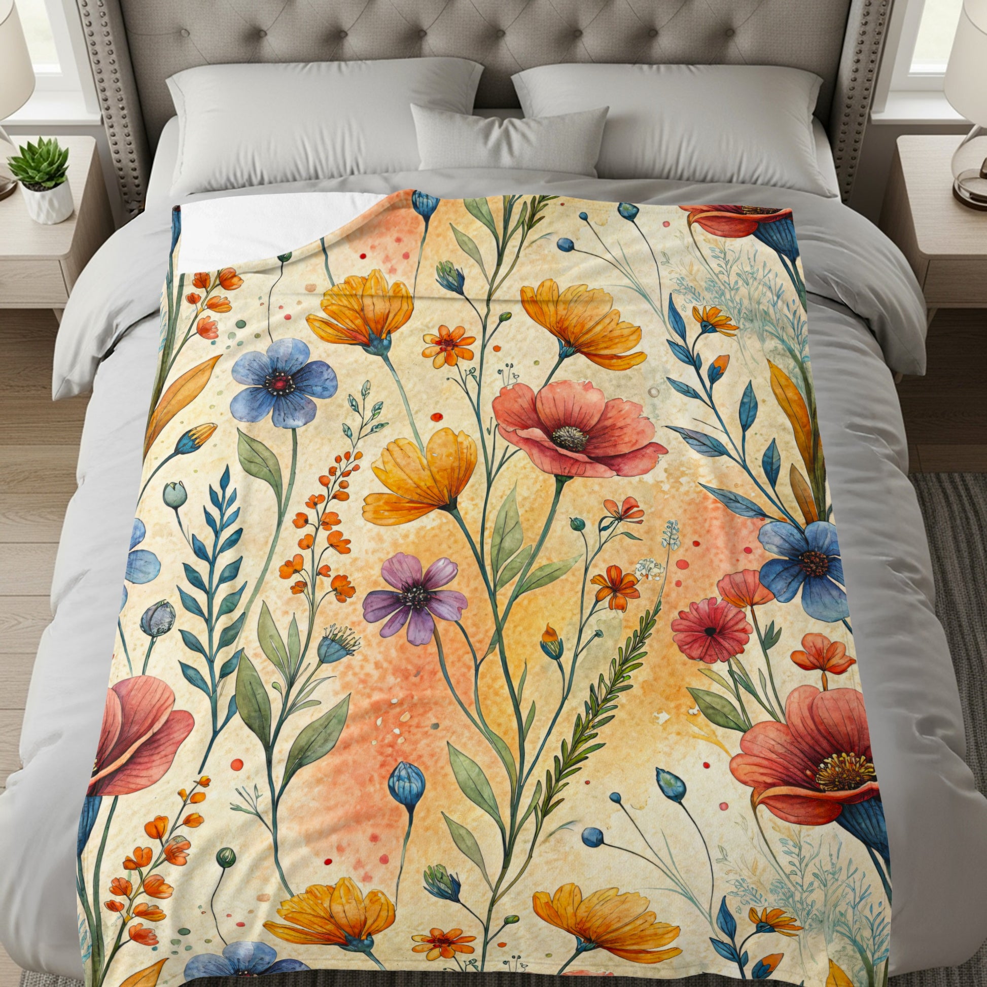 Colorful Watercolor Flowers Botanical Pattern Design - Walk Greener