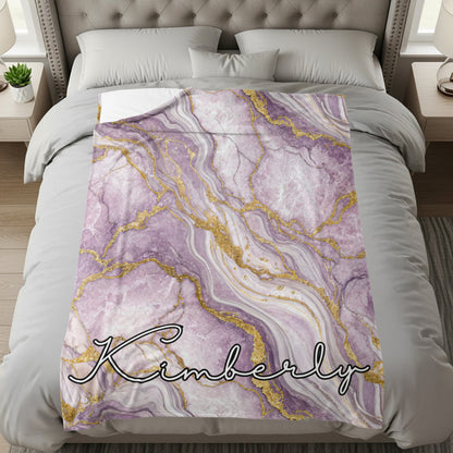 Customizable Purple Marble Design Bedding Blanket