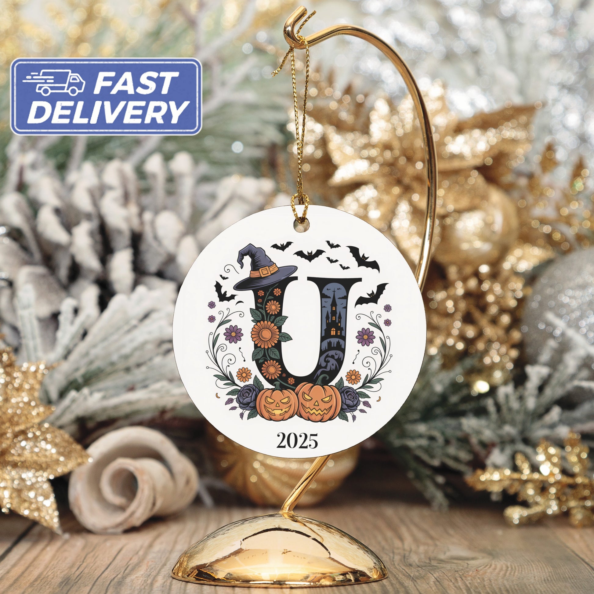 Personalized Halloween U Ornament Holiday Decoration product type