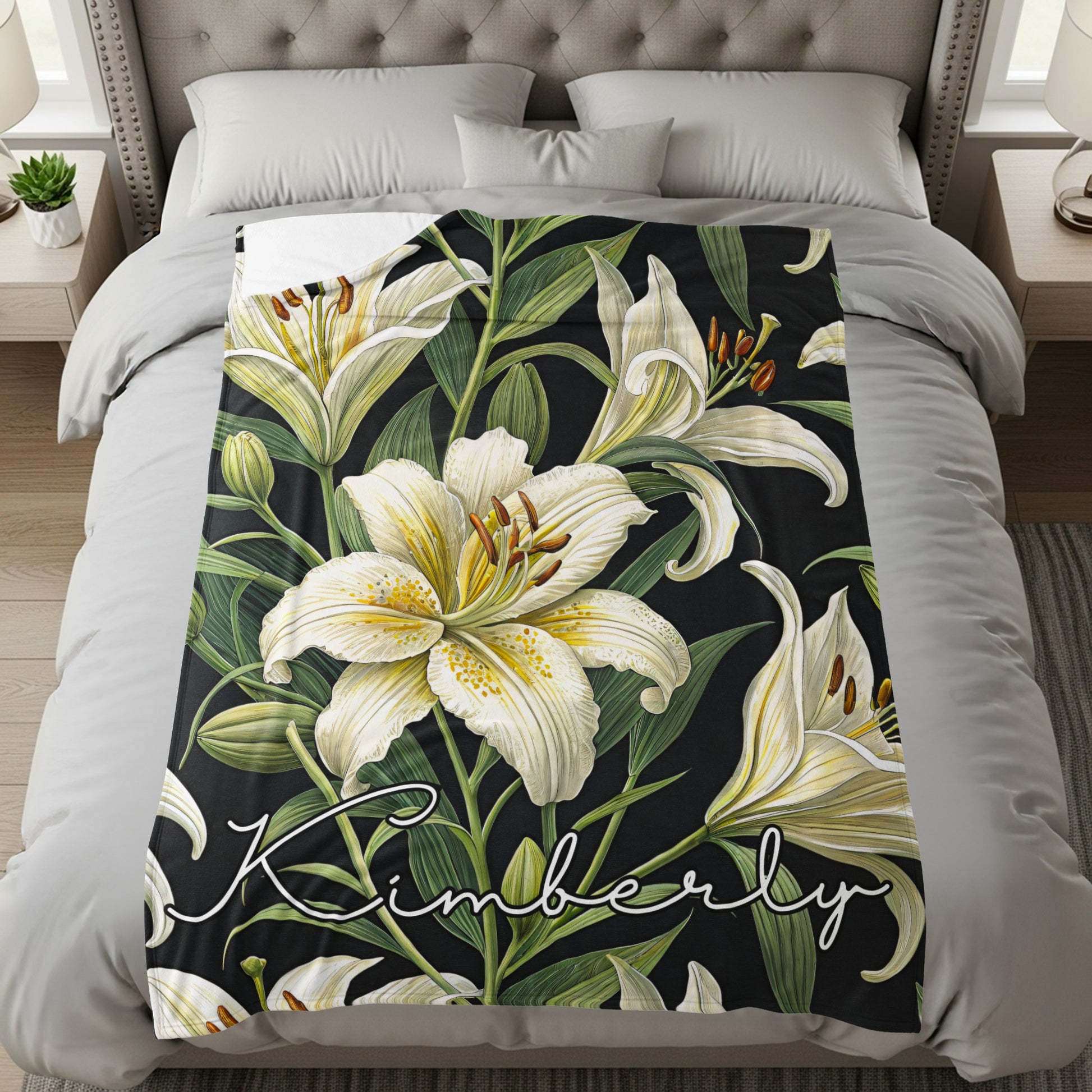 Personalized Lily Flower Bedding with Kimberly Design