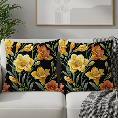 Vibrant Yellow and Orange Floral Cushion Covers