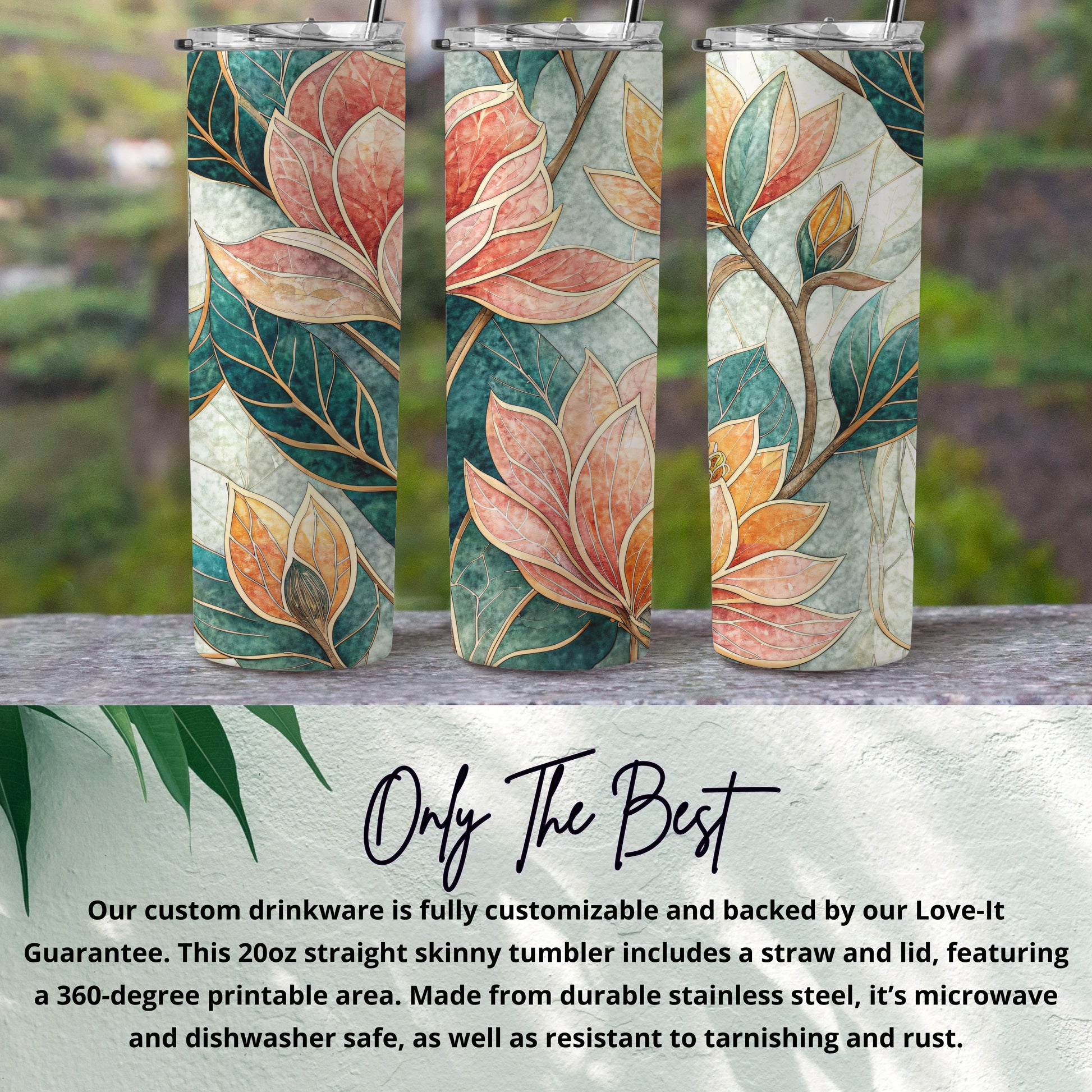 Elegant Floral Dream Design Perfect Art Nouveau Style 20 oz Skinny Tumbler - Walk Greener