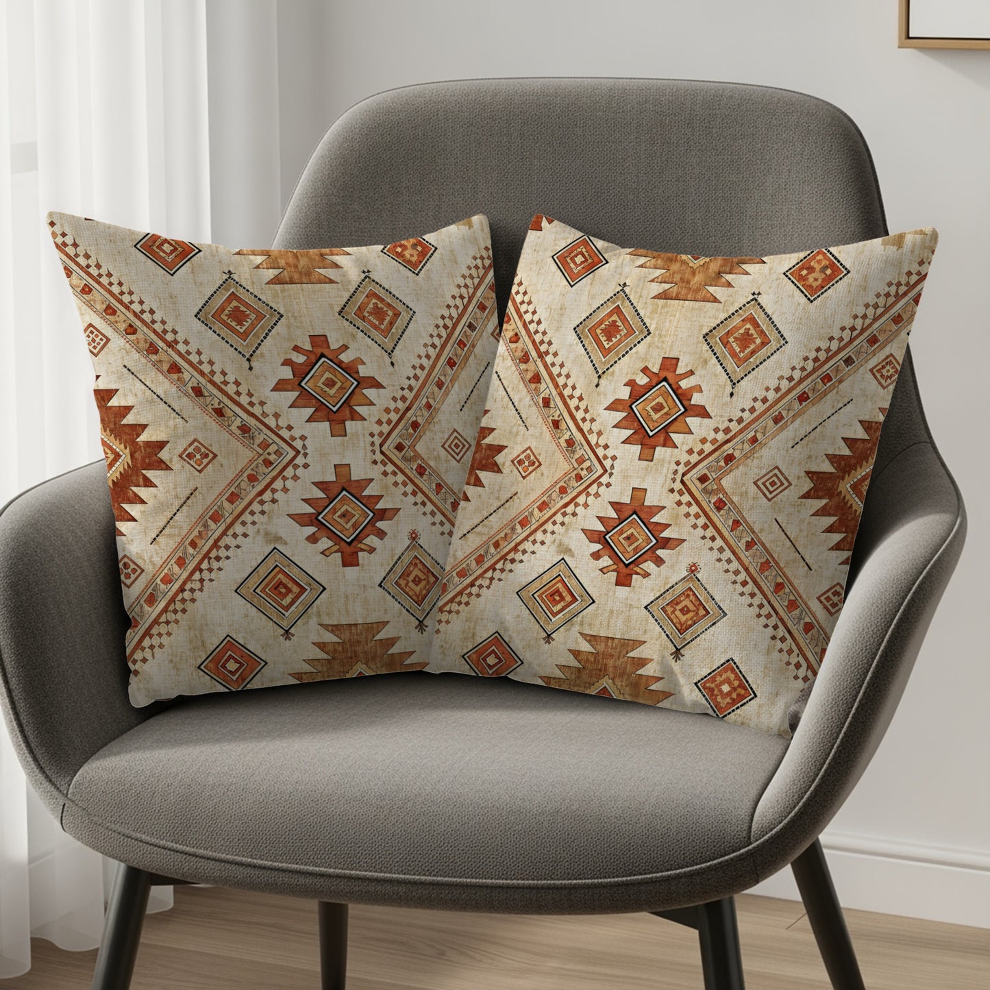 Aztec Pattern Brown and Beige Decorative Pillows & Pillow Cases - Walk Greener