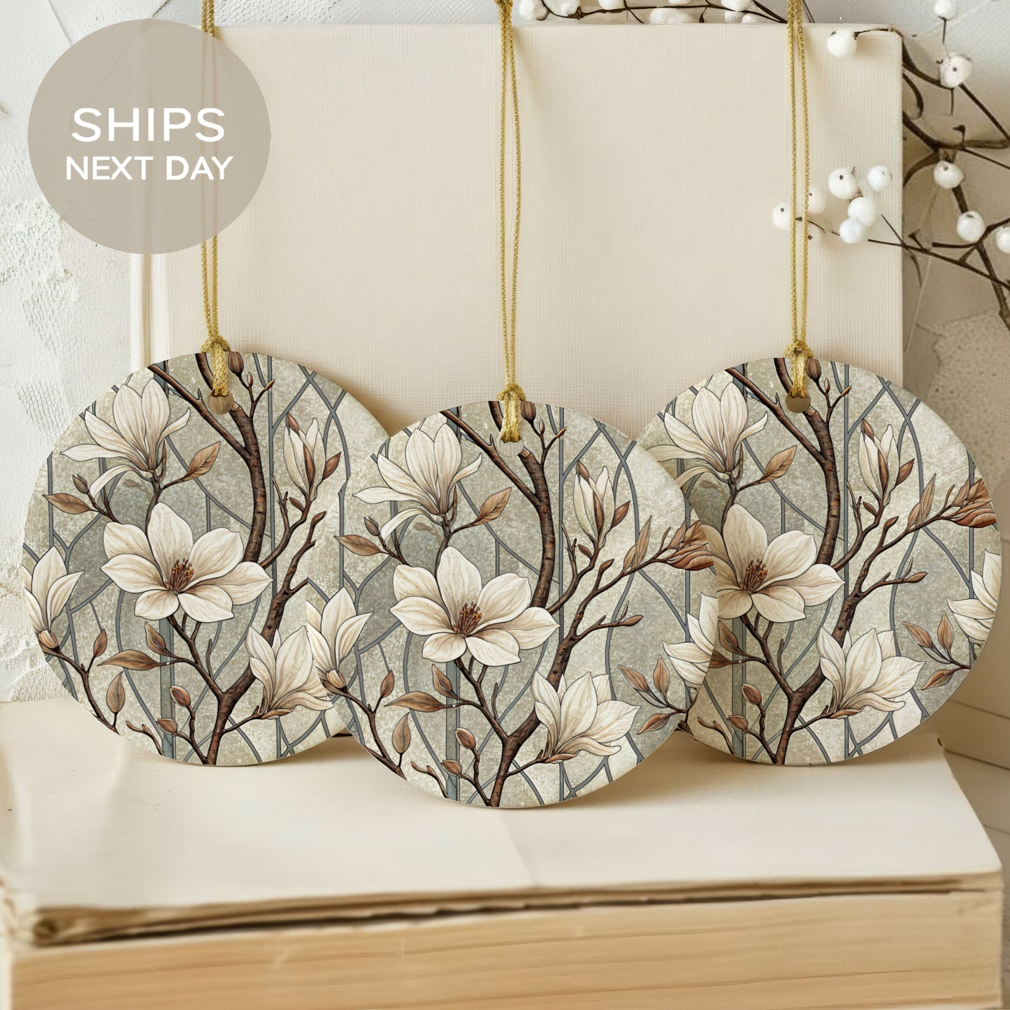 Elegant Floral Patterned Hanging Ornament Set