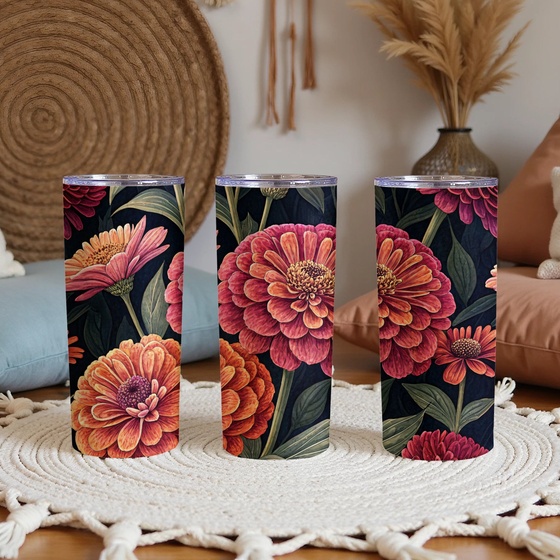 Vintage Floral Patterned Insulated Tumbler Cup Product