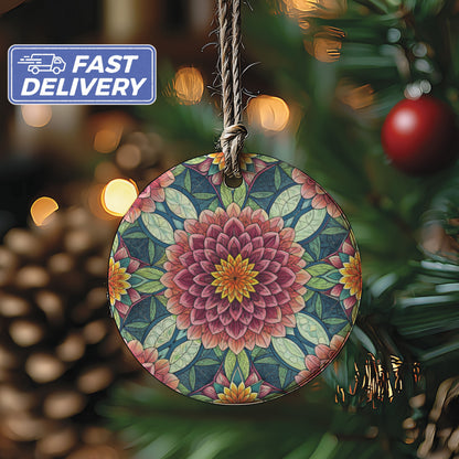 Vibrant Floral Pattern Round Ornament Christmas Decoration
