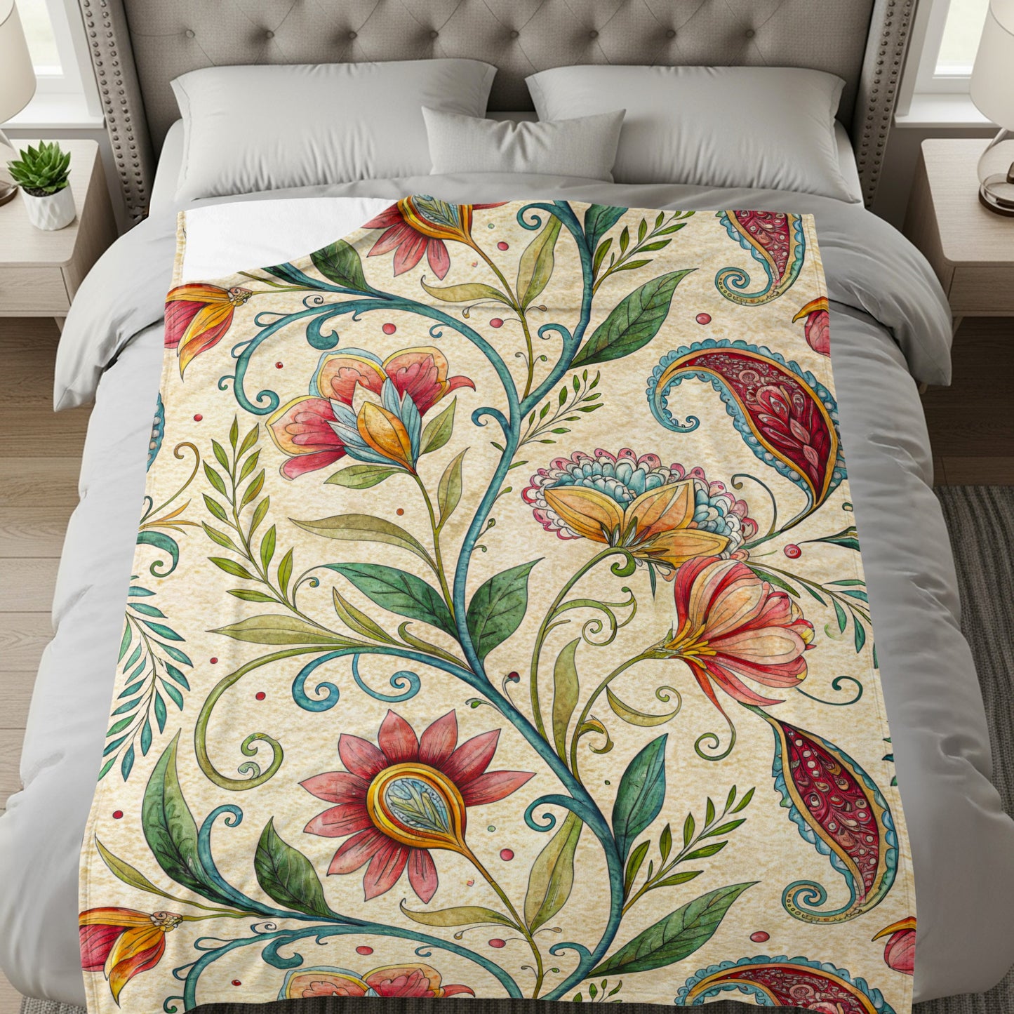 Exotic Floral Delight a Unique Pattern Velveteen Plush Blankets - Walk Greener