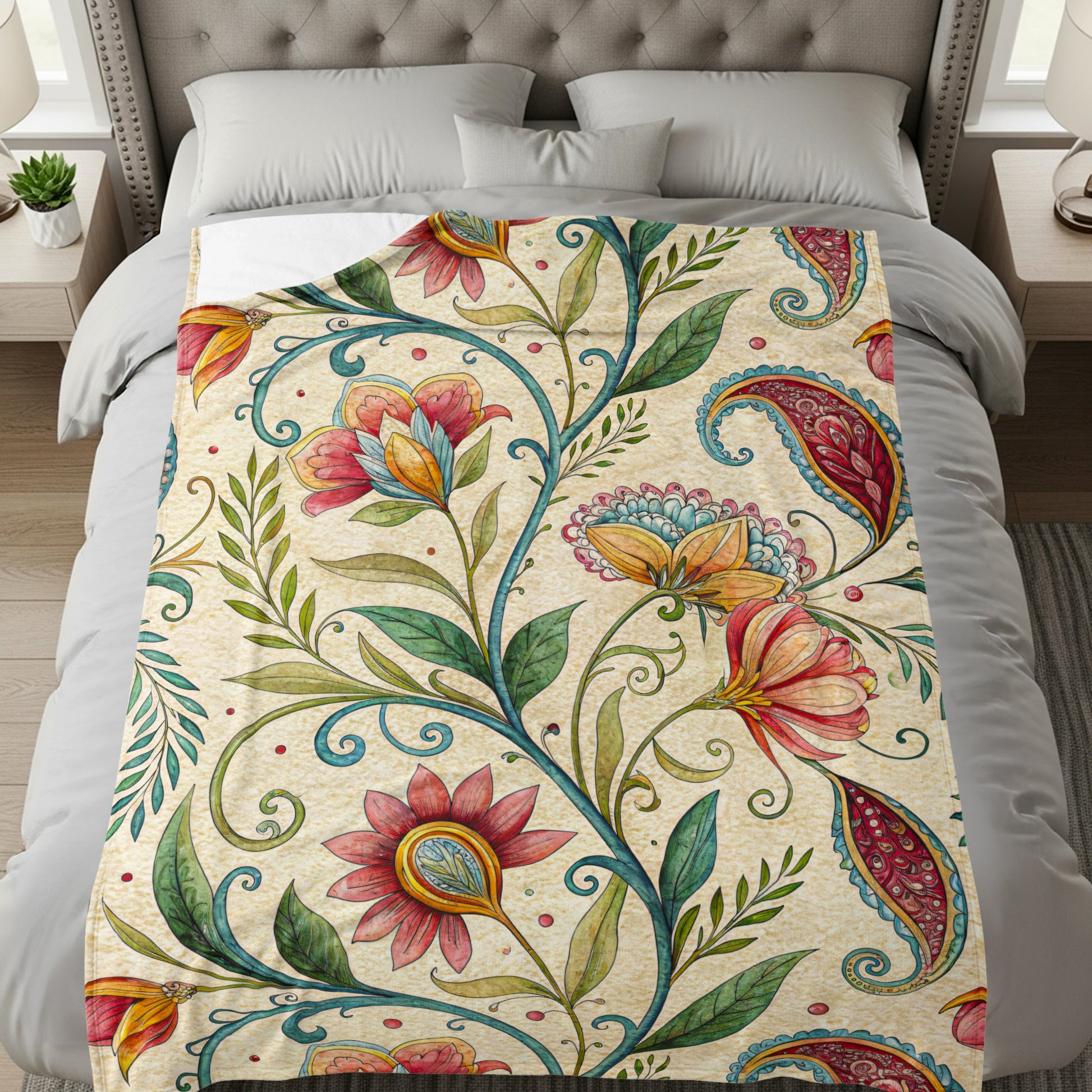 Exotic Floral Delight a Unique Pattern Velveteen Plush Blankets - Walk Greener