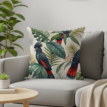 Tropical Parrot and Foliage Decorative Throw Pillow