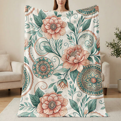 Artistic Vintage Floral Garden Inspired Artwork Velveteen Plush Blankets - Walk Greener