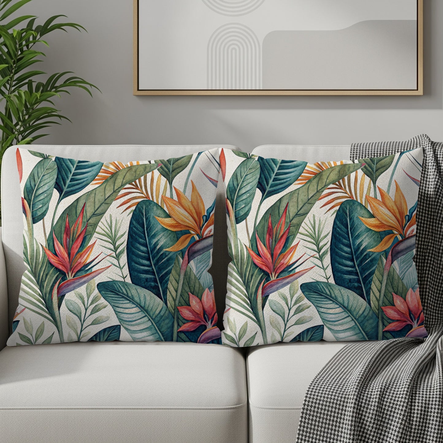 Vibrant Tropical Leaves and Exotic Blooms Pattern Pillows & Pillow Cases - Walk Greener