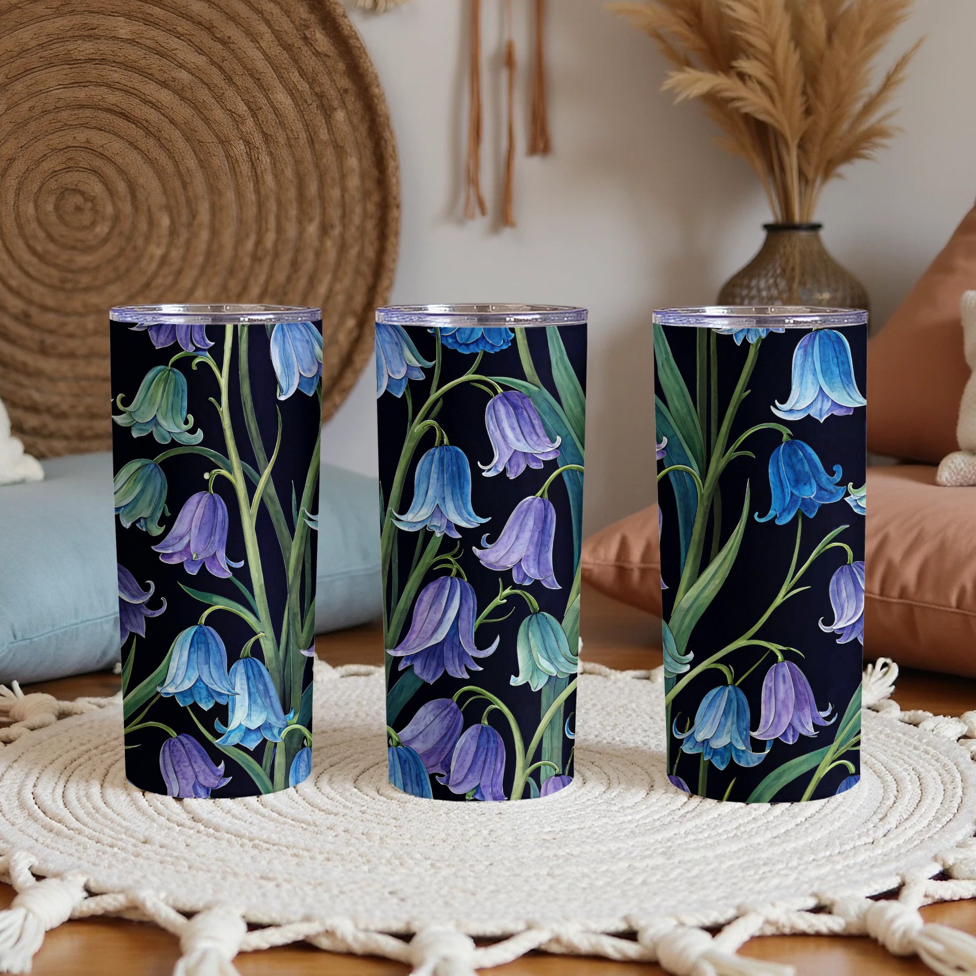 Blue Lavender Bell Flower Design Tumbler Product
