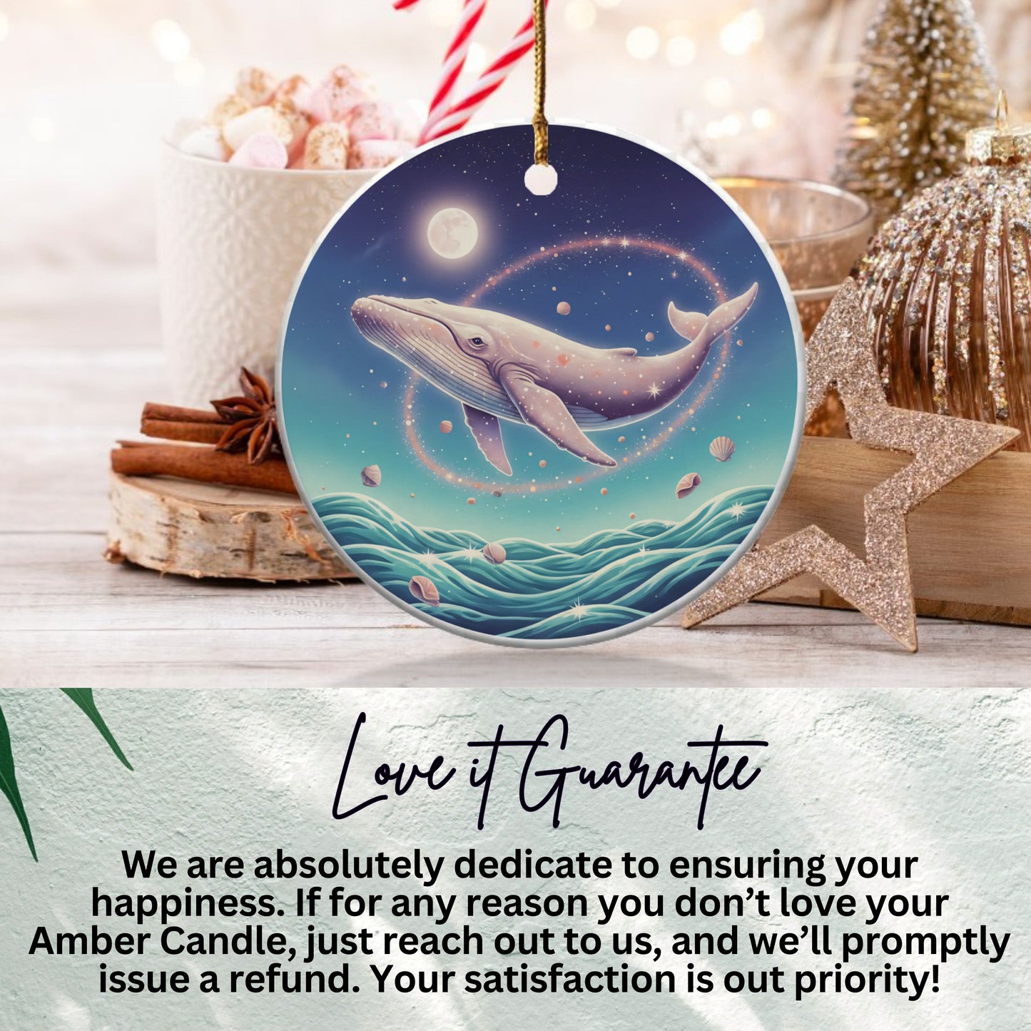 Whale Floating in the Sky with Stars Ornament product