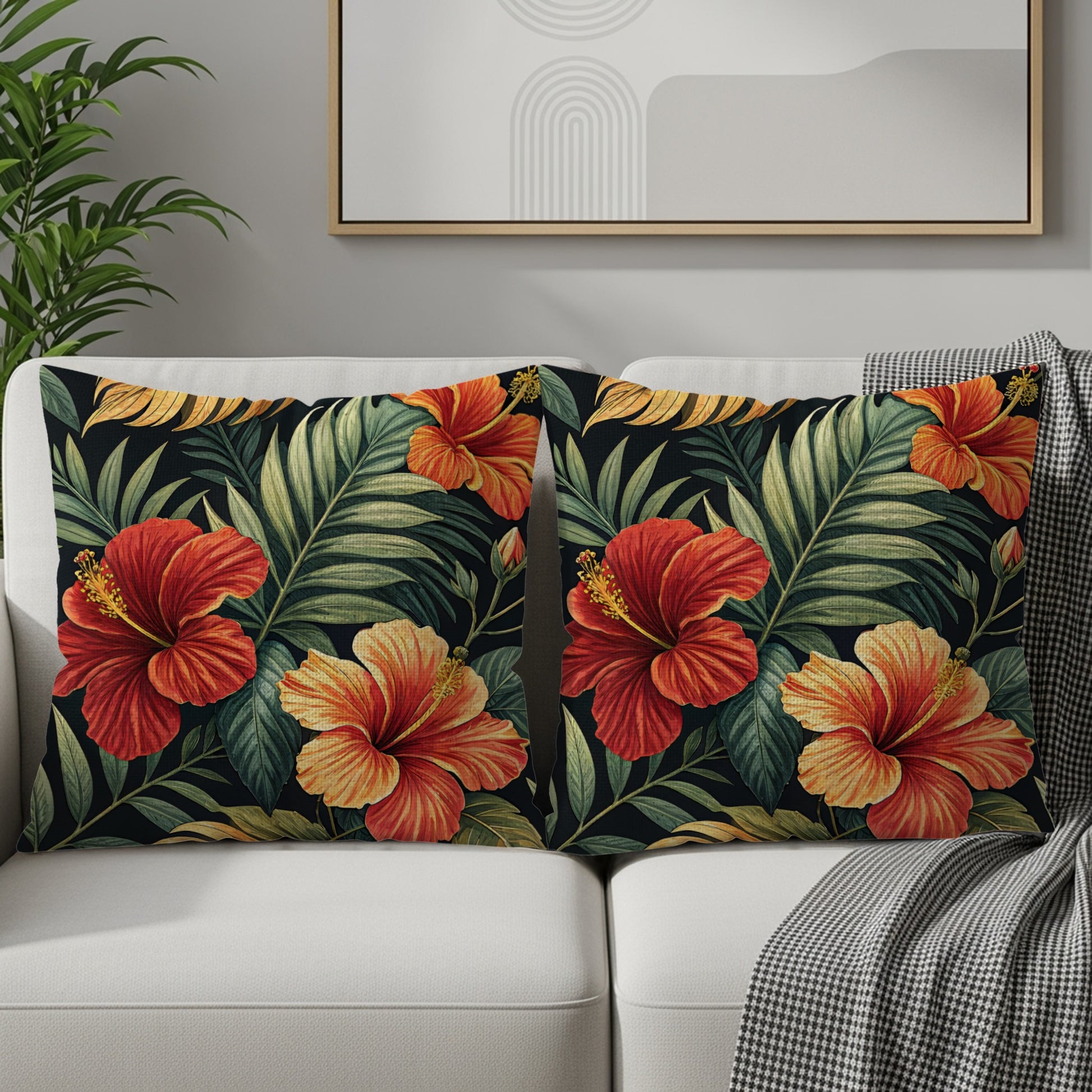 Vibrant Hibiscus Floral Pattern Tropical Botanical Art - Walk Greener