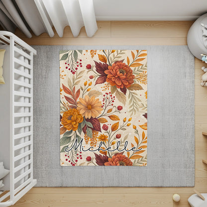 Floral Autumn Theme Personalized Children's Rug
